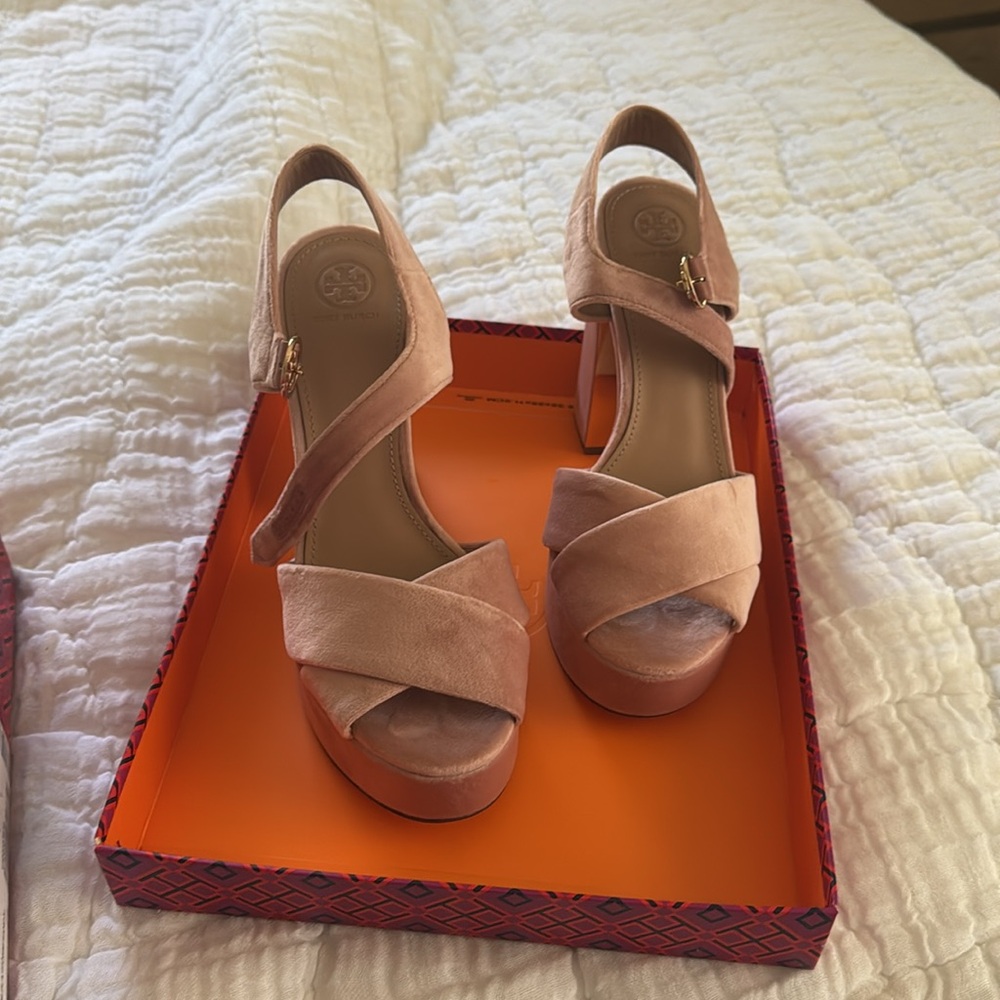 Tory Burch ballet pink Loretta 115mm platform sandal velvet. Size 9.5 - Picture 8 of 13